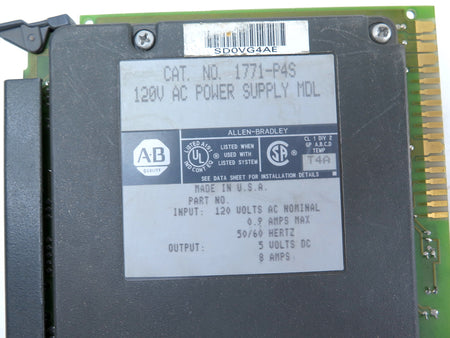 Allen-Bradley 1771-P4S 120V AC Power Supply MDL - Advance Operations