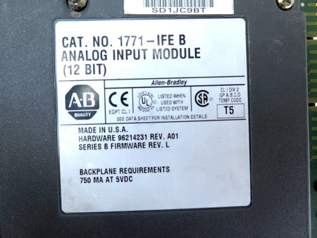 Allen-Bradley 1771-IFE/B Analog Input Module - Advance Operations