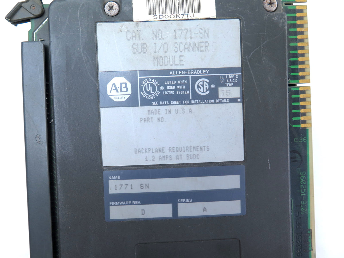 Allen-Bradley 1771-SN Sub I/O Scanner Module Ser.A - Advance Operations