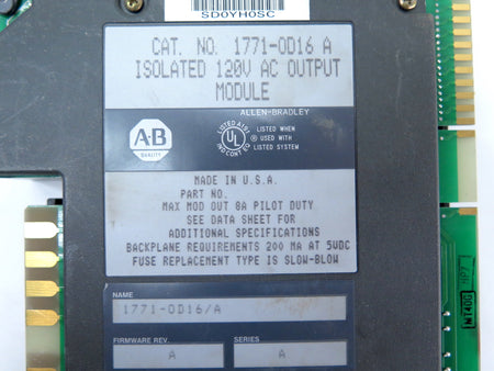 Allen-Bradley 1771-OD16/A Isolated 120VAC Output Module - Advance Operations