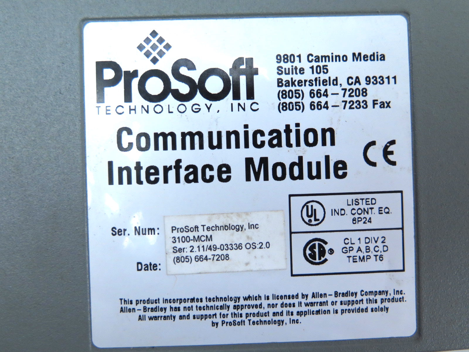 ProSoft Thechnology INC. 3100-MCM PLC5 Communication Interface Module - Advance Operations