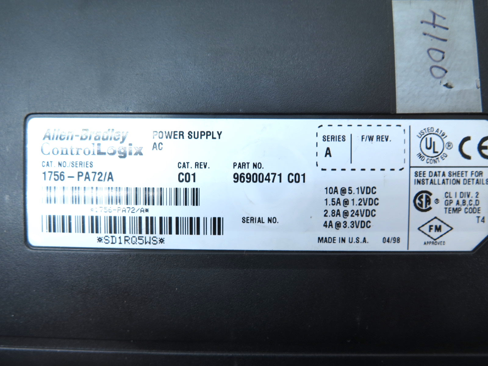 Allen-Bradley 1756-PA72/A AC Power Supply - Advance Operations