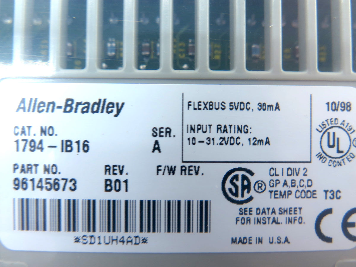 Allen-Bradley 1794-IB16 Flex I/O 24VDC Sink Input Module Ser.A - Advance Operations