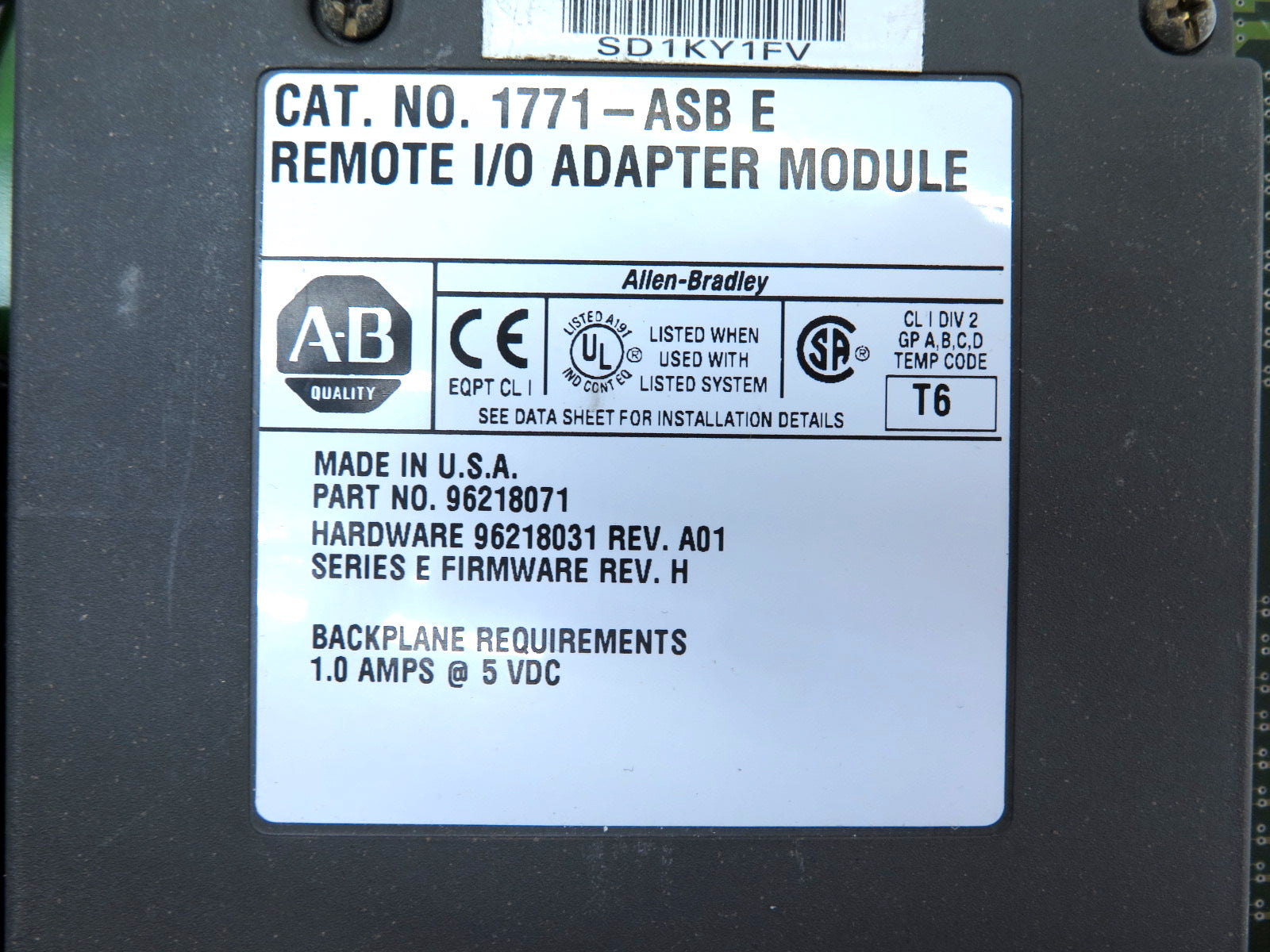 Allen-Bradley 1771-ASB E Remote I/O Adapter Module PLC-5 Ser.E - Advance Operations