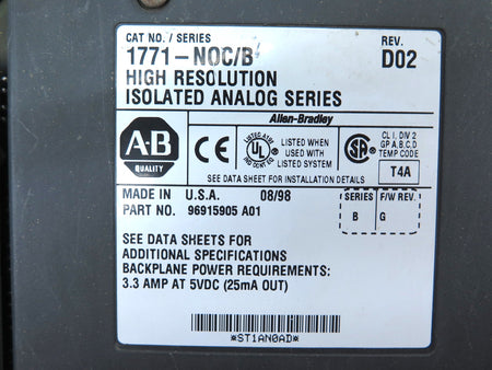 Allen-Bradley 1771-NOC/B High Resolution Isolated Analog Series Ser.B - Advance Operations