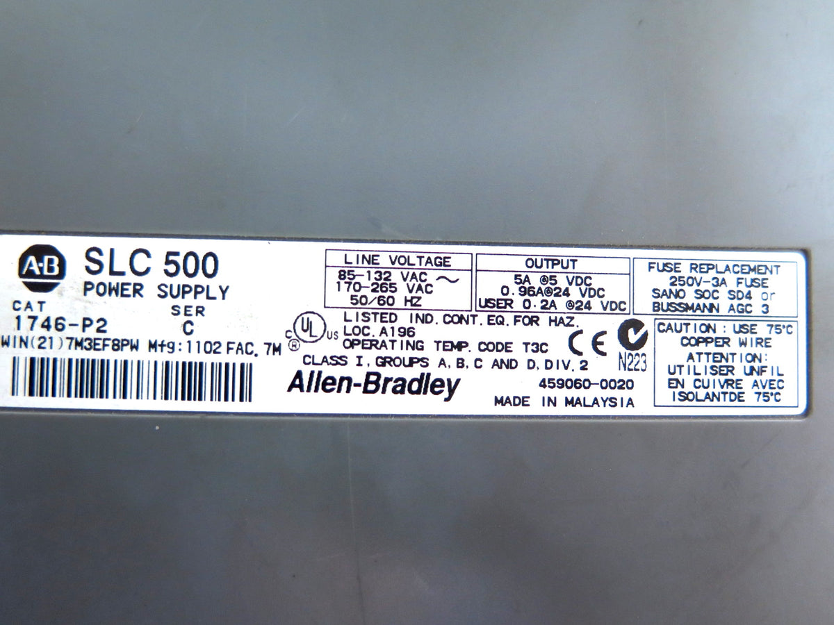 Allen-Bradley 1746-P2 1746-A7 Power Supply & Slot Chassis - Advance Operations