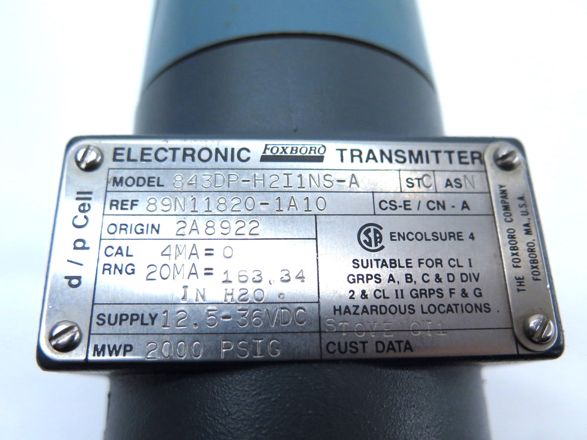 Foxboro 843DP-H2I1NS-A Pressure Transmitter 2000PSIG - Advance Operations