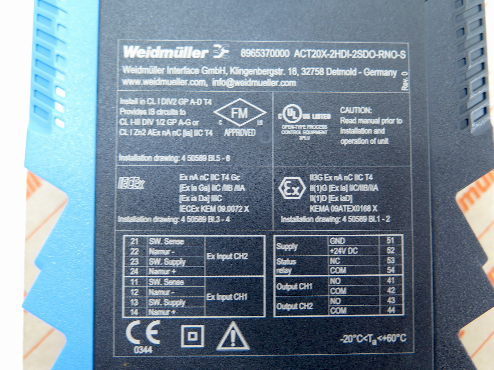 Weidmuller ACT20X-2HDI-2SDO-RNO-S Signal Isolating Converter - Advance Operations