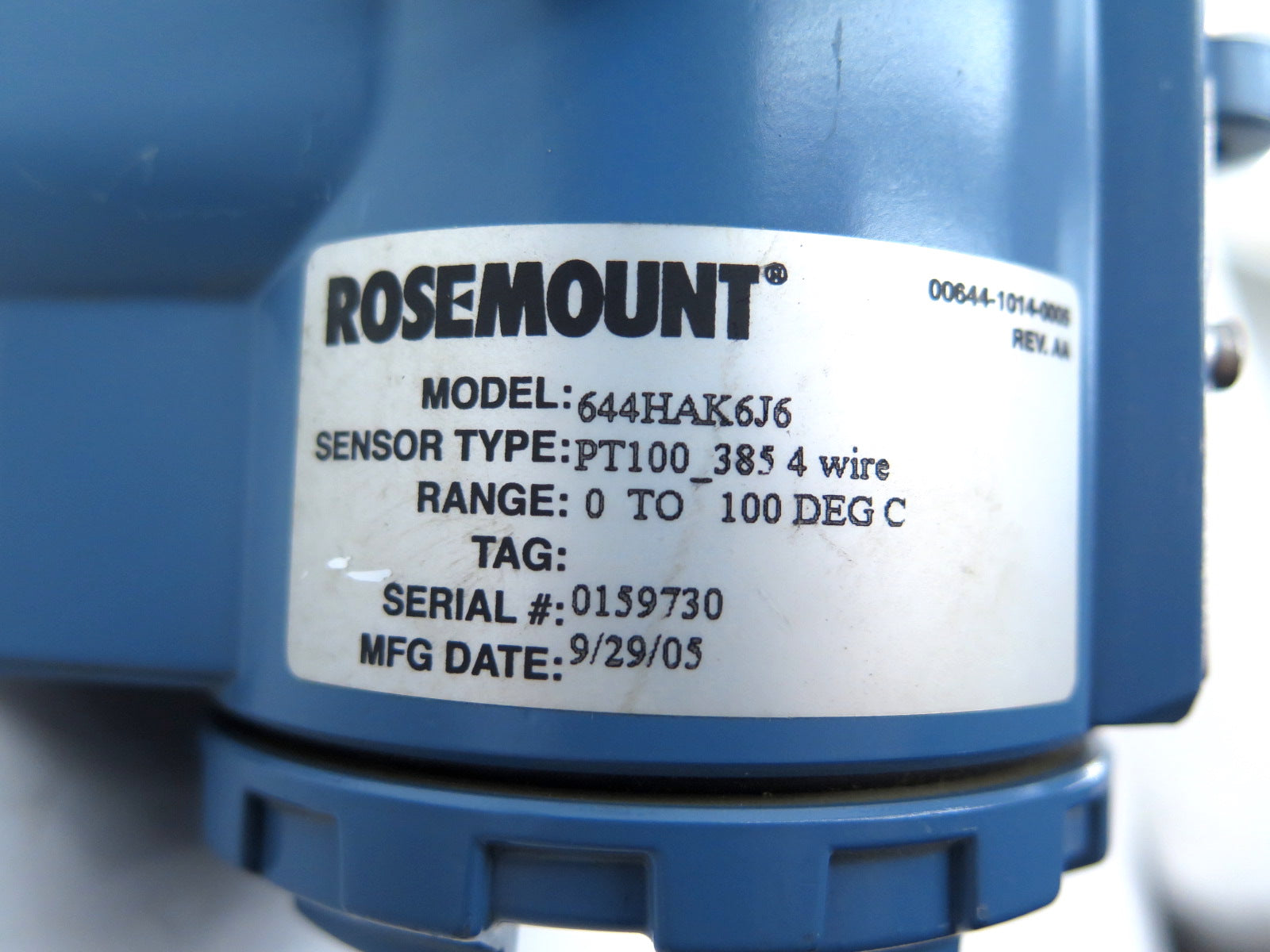 Rosemount 644HAK6J6 644 Hart Temperature Transmitter 0-100 Deg. Celsius - Advance Operations