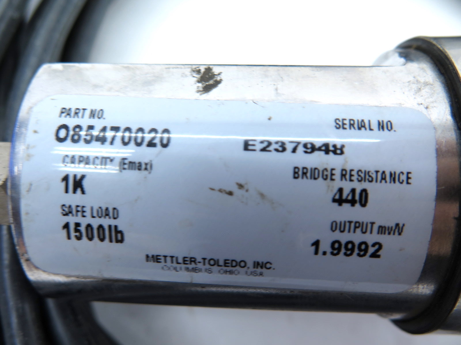 Mettler Toledo 085470020 Load Cell Output mvN 1.9992 - Advance Operations
