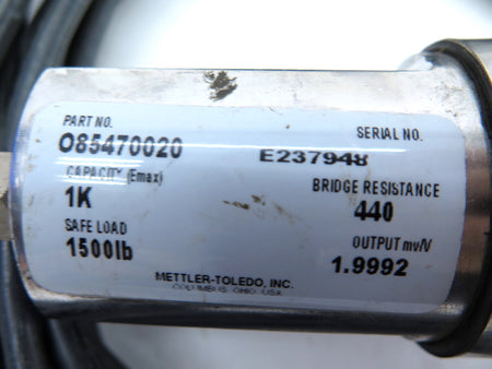 Mettler Toledo 085470020 Load Cell Output mvN 1.9992 - Advance Operations