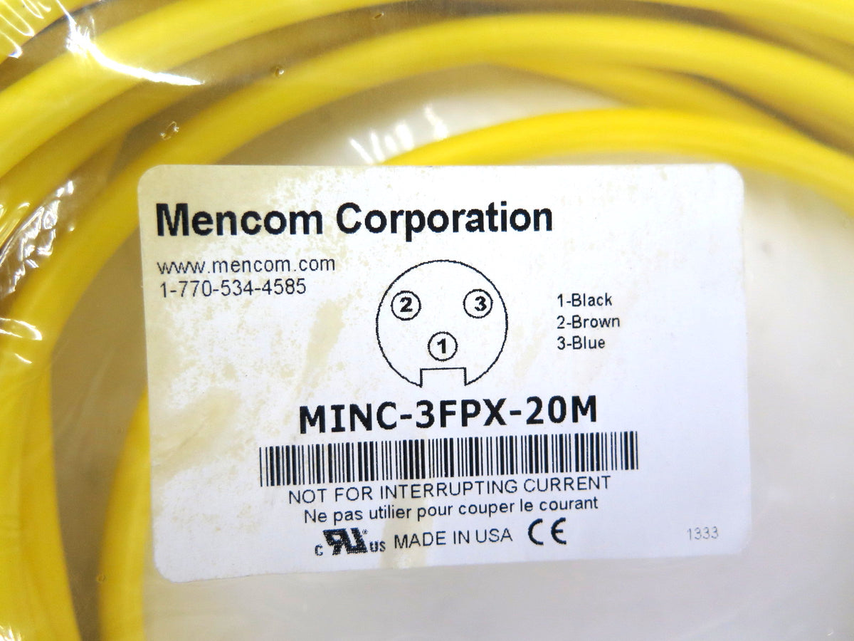 Mencom MINC-3FPX-20M Cordset 3 Pole Female - Advance Operations