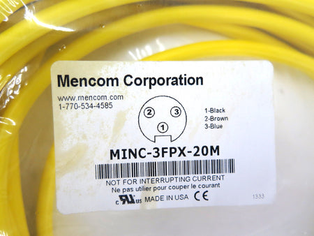Mencom MINC-3FPX-20M Cordset 3 Pole Female - Advance Operations