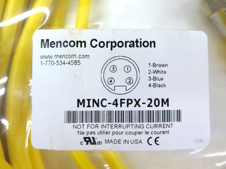 Mencom MINC-4FPX-20M Cordset 4 Pole Female - Advance Operations