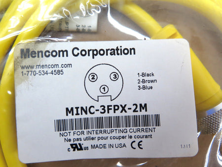 Mencom MINC-3FPX-2M Cordset 3 Pole Female - Advance Operations