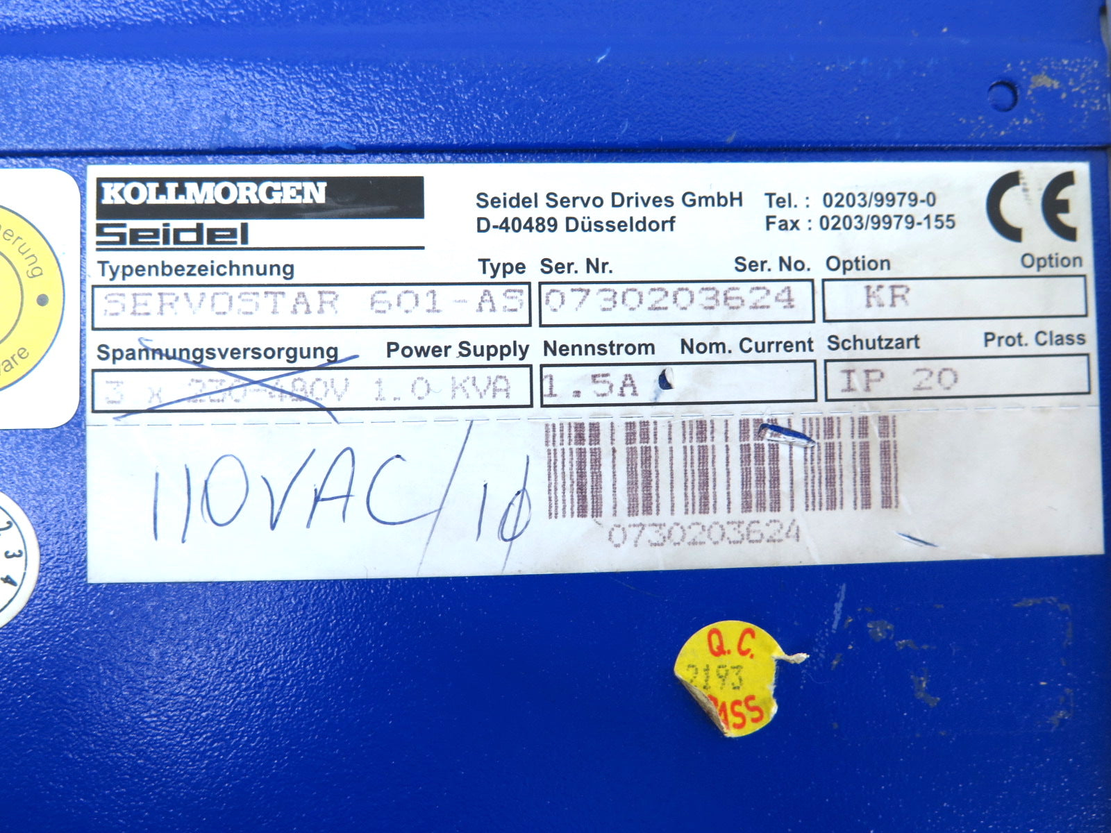 Kollmorgen SERVOSTAR 601-AS Servo Controller - Advance Operations
