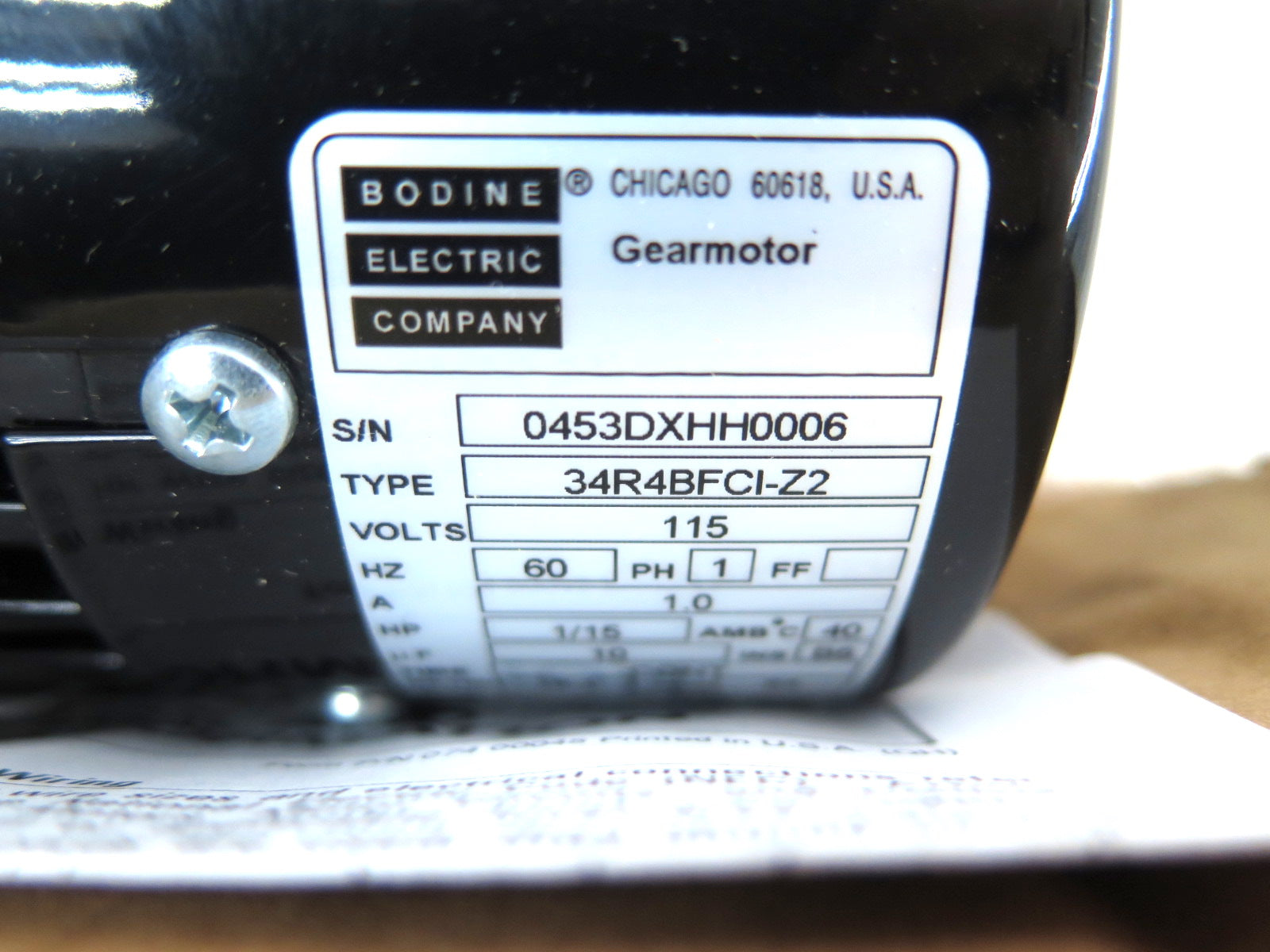 Bodine 34R4BFCI-Z2 Electric Motor 115V - Advance Operations