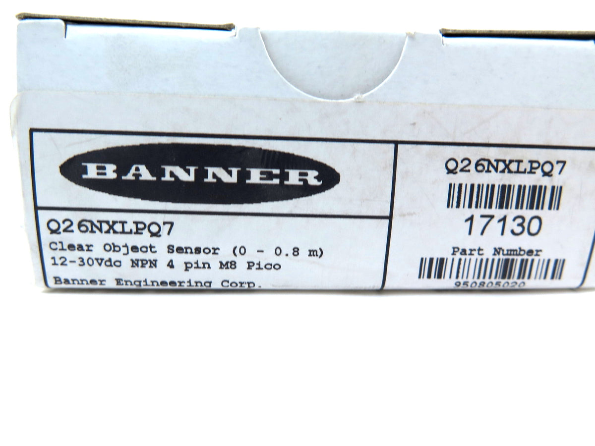 Banner Q26NXLPQ7 17130 Clear Object Sensor - Advance Operations