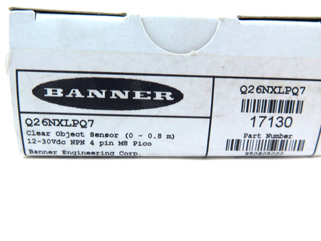 Banner Q26NXLPQ7 17130 Clear Object Sensor - Advance Operations