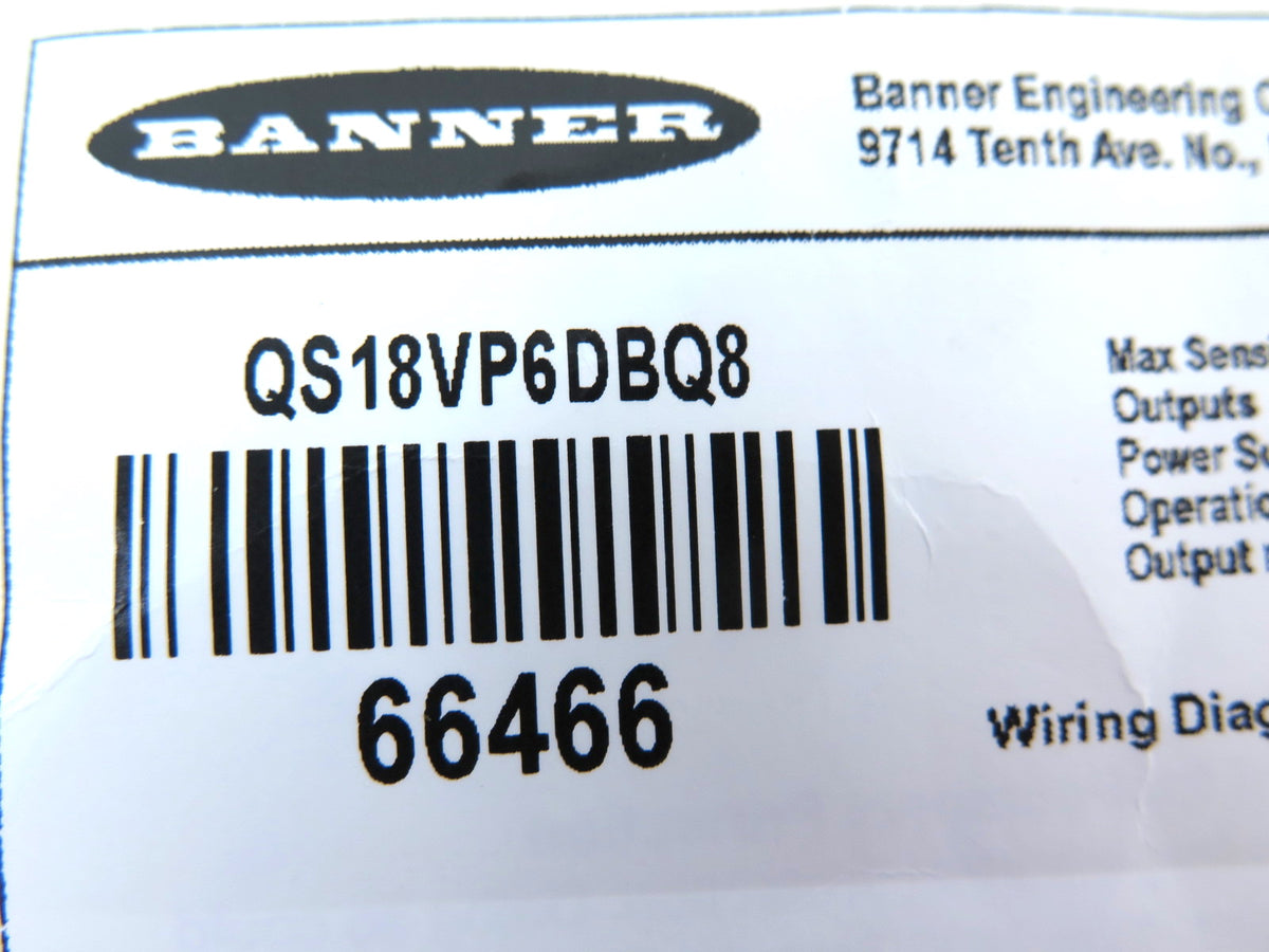 Banner QS18VP6DBQ8 66466 World-Beam Photoelectric Sensor - Advance Operations