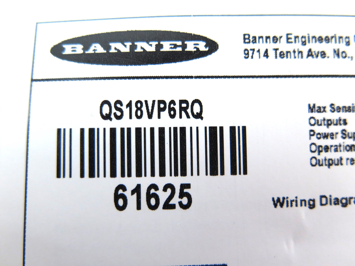 Banner QS18VP6RQ 61625 World-Beam Photoelectric Sensor - Advance Operations