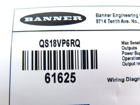 Banner QS18VP6RQ 61625 World-Beam Photoelectric Sensor - Advance Operations