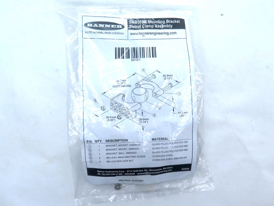 Banner SMB30SC 52521 Clamp Mounting Bracket - Advance Operations