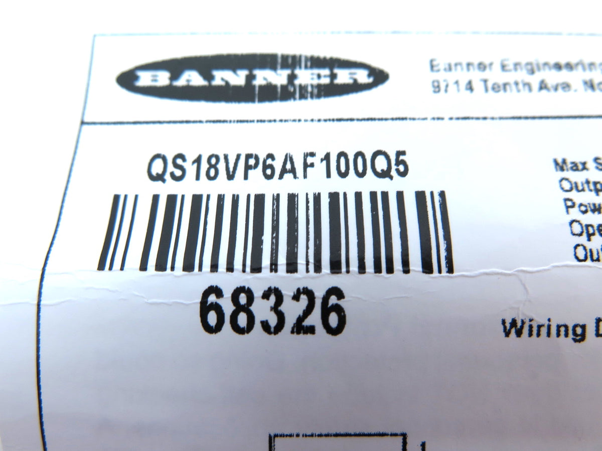 Banner QS18VP6AF100Q5 68326 World-Beam Photoelectric Sensor - Advance Operations
