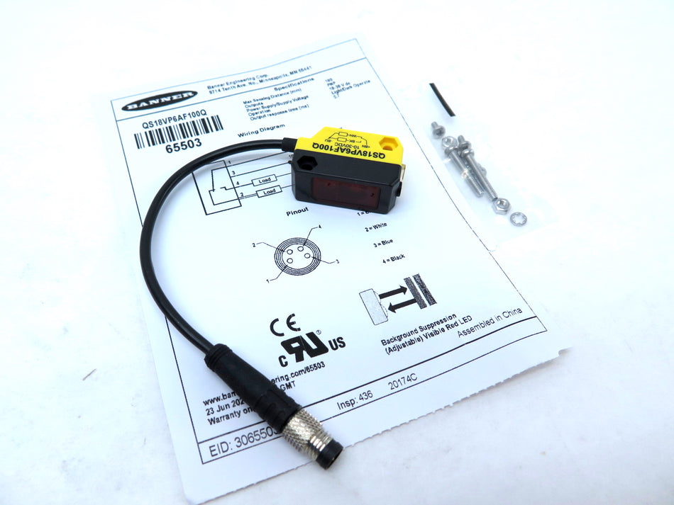 Banner QS18VP6AF100Q 65503 World-Beam Photoelectric Sensor - Advance Operations