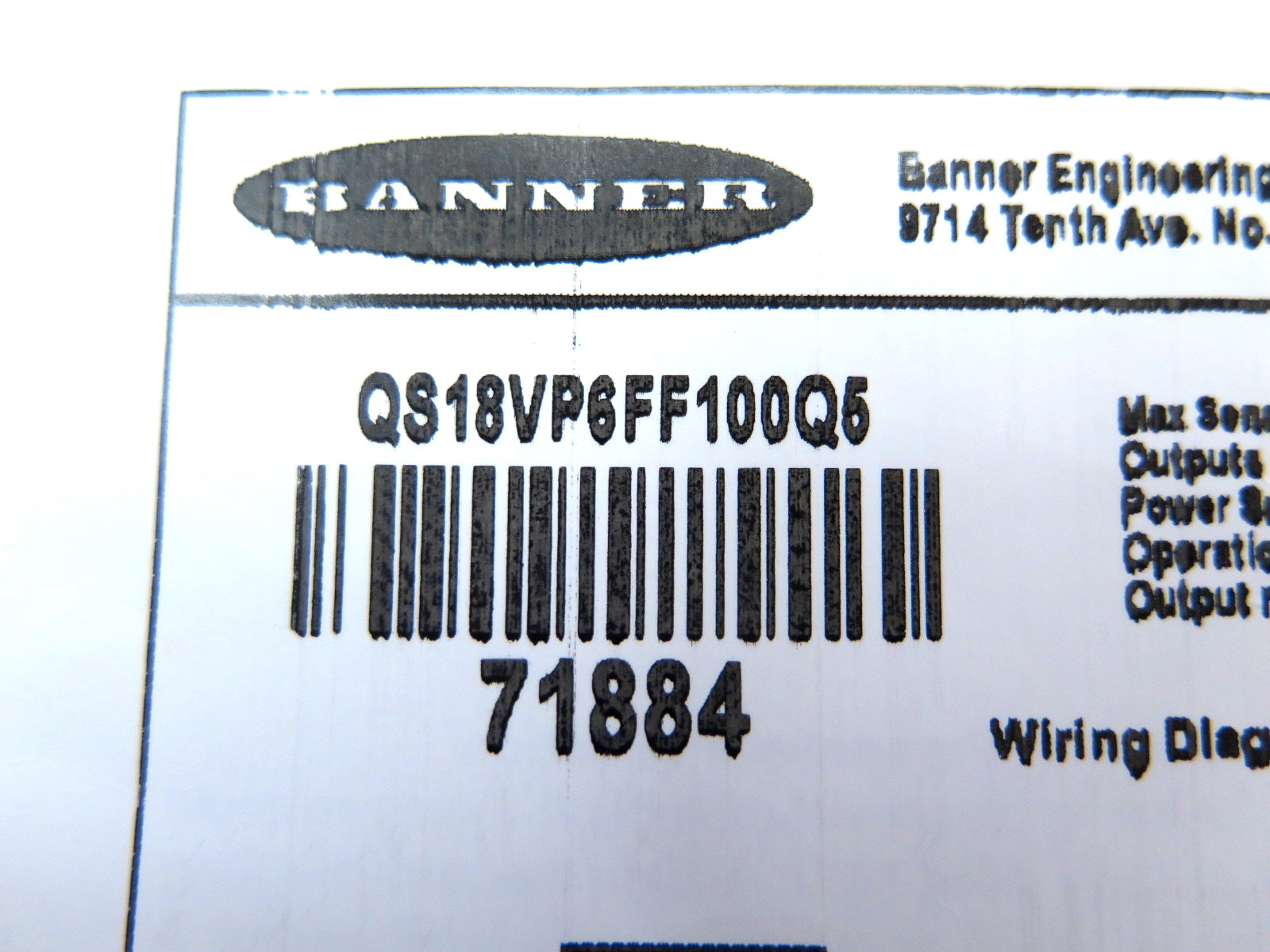 Banner QS18VP6FF100Q5 71884 World-Beam Photoelectric Sensor - Advance Operations