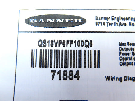 Banner QS18VP6FF100Q5 71884 World-Beam Photoelectric Sensor - Advance Operations