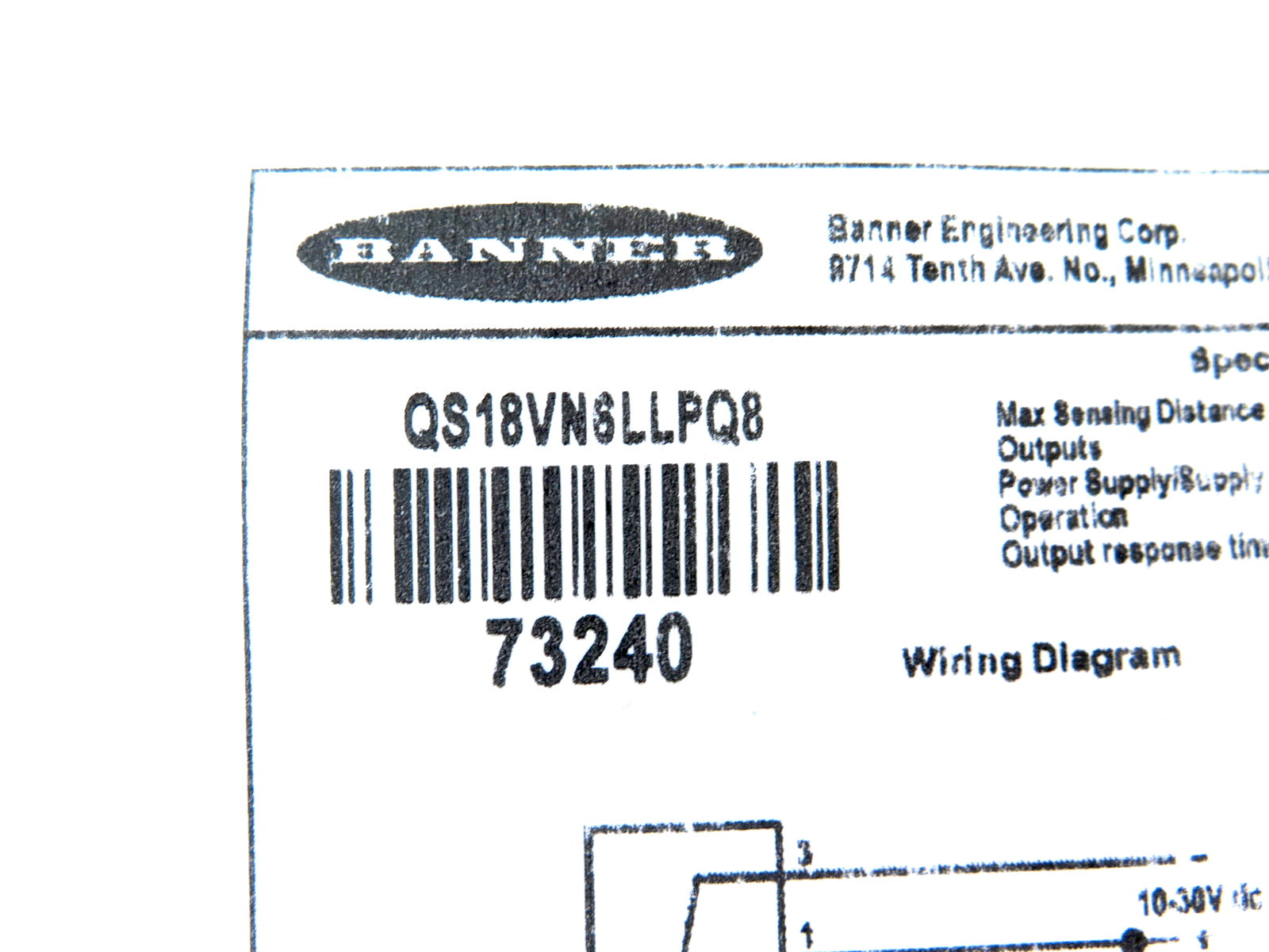 Banner QS18VN6LLPQ8 73240 World-Beam Photoelectric Sensor - Advance Operations
