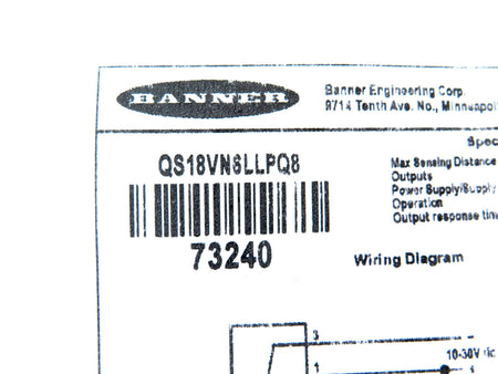 Banner QS18VN6LLPQ8 73240 World-Beam Photoelectric Sensor - Advance Operations