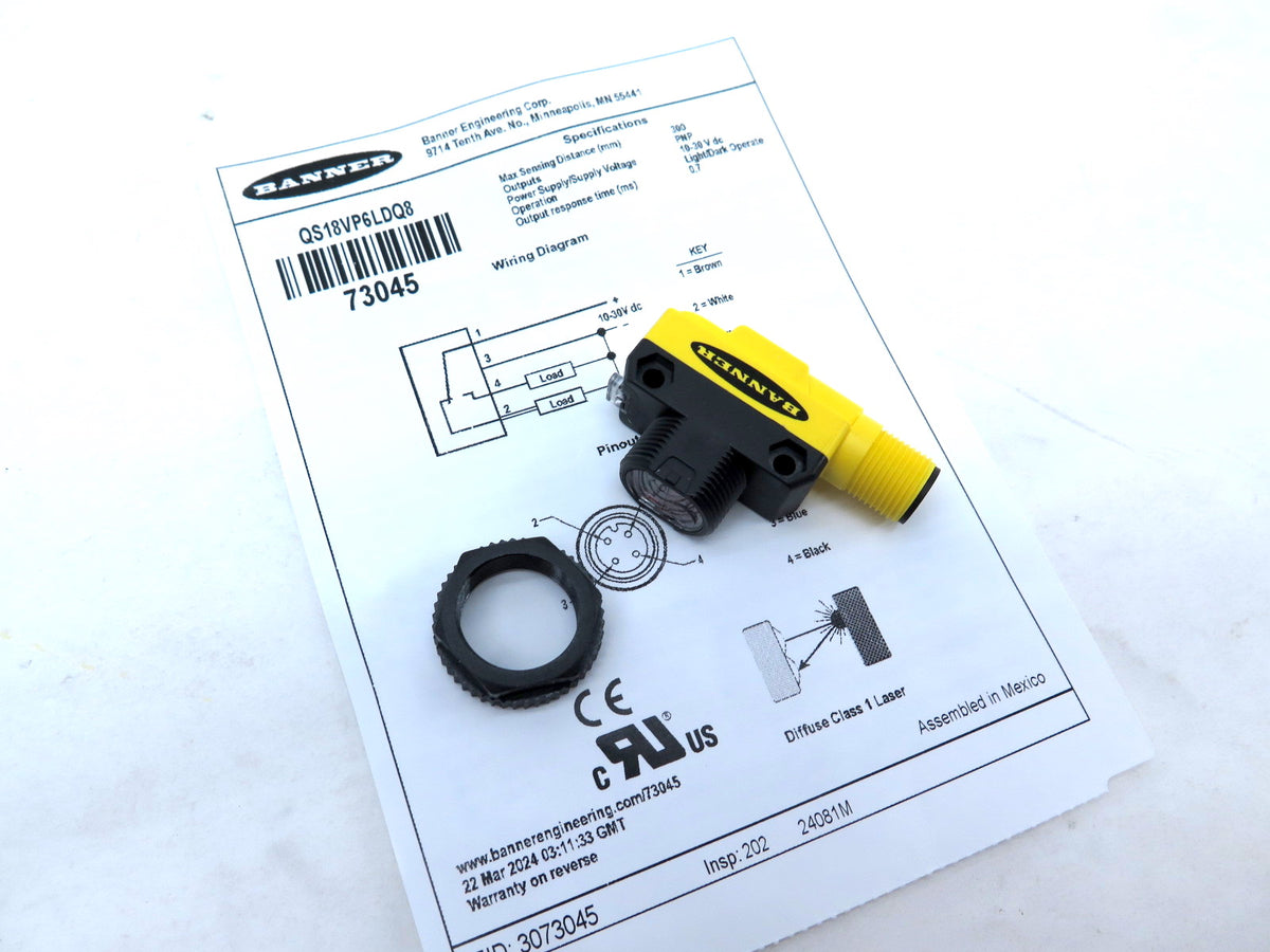 Banner QS18VP6LDQ8 73045 World-Beam Photoelectric Sensor - Advance Operations