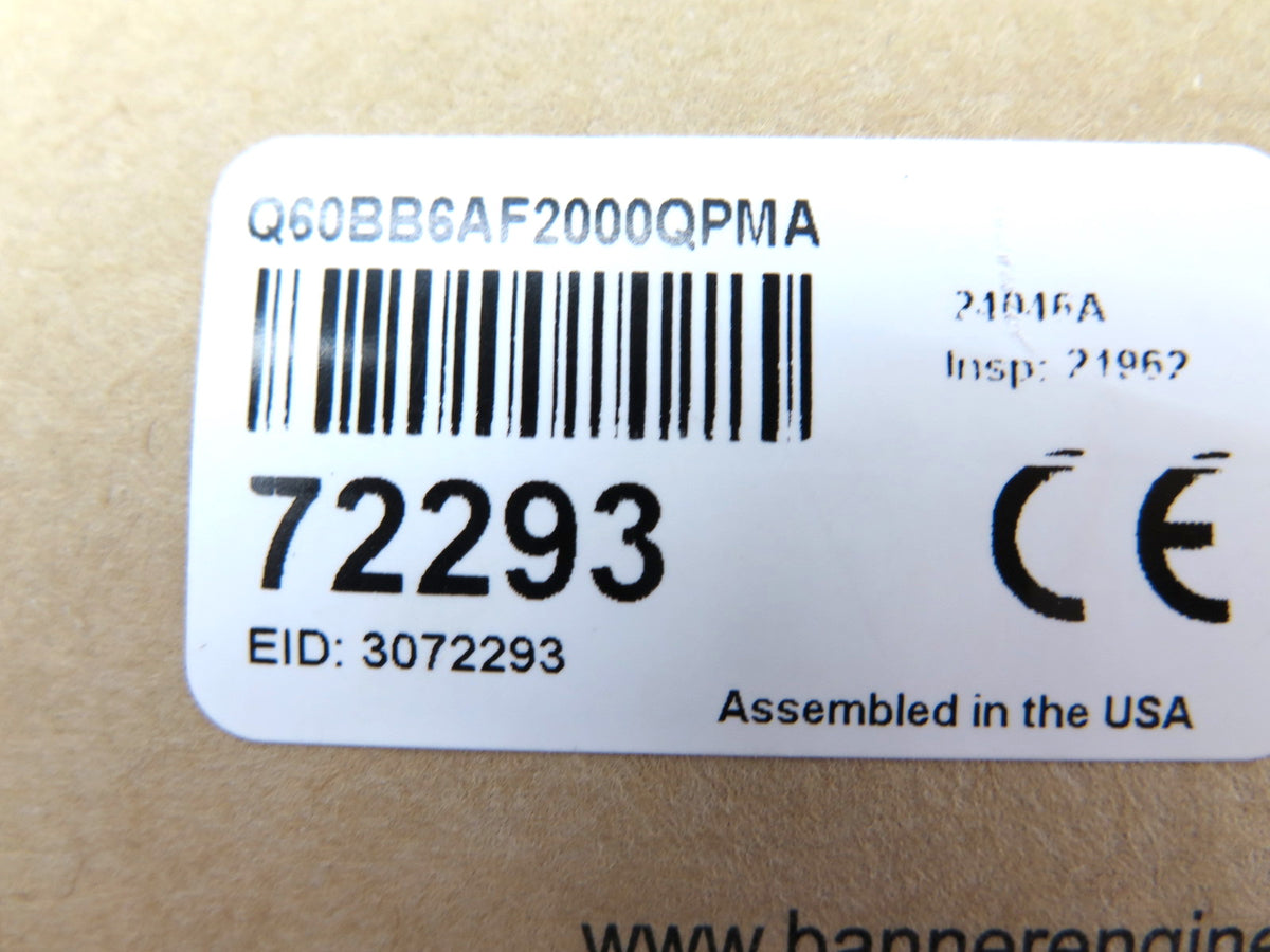 Banner Q60BB6AF2000QPMA 72293 Adjustable-Field Sensor - Advance Operations