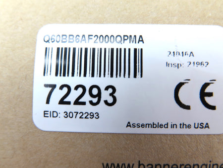 Banner Q60BB6AF2000QPMA 72293 Adjustable-Field Sensor - Advance Operations