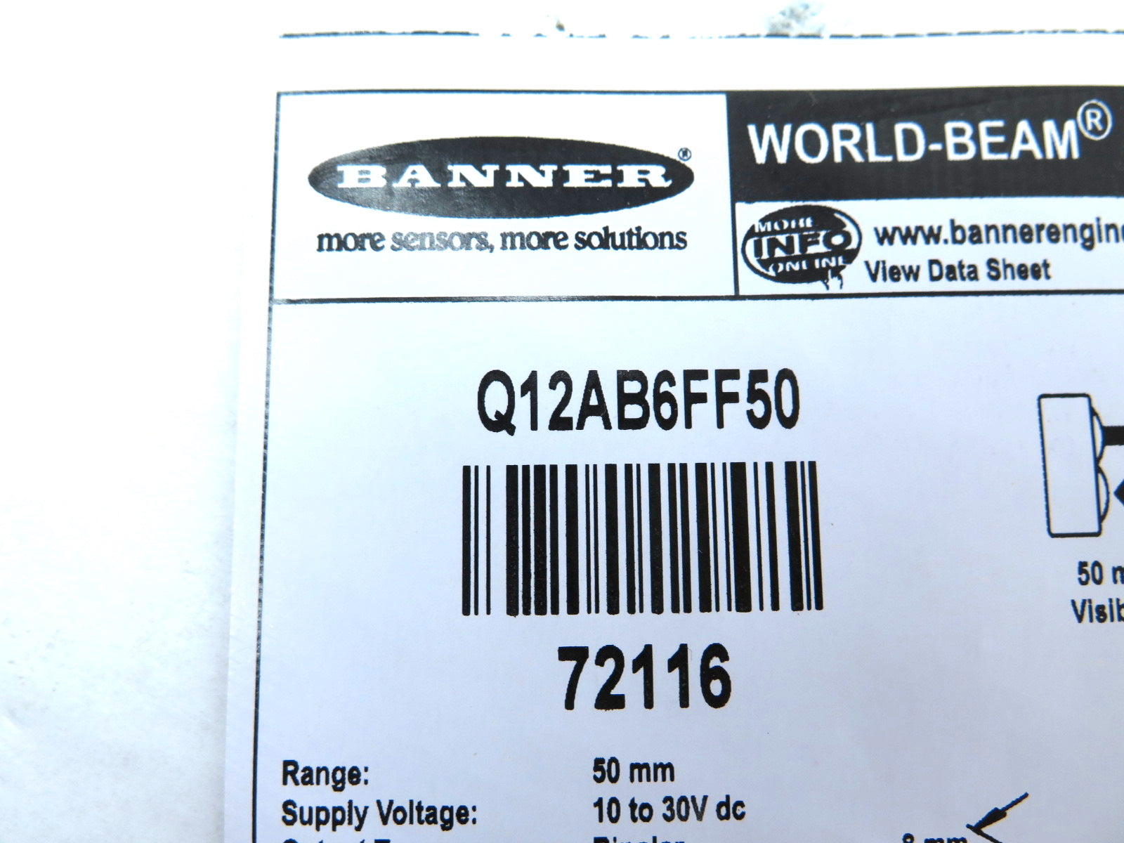 Banner Q12AB6FF50 72116 World-Beam Self-Contained Sensor - Advance Operations