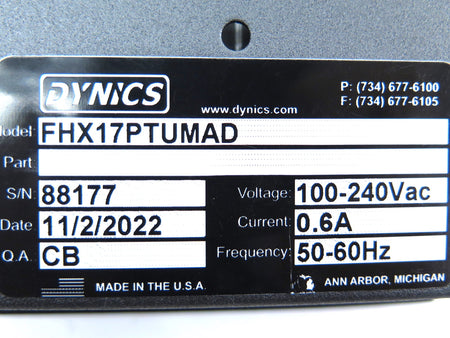Dynics FHX17PTUMAD HMI Touchscreen Panel - Advance Operations
