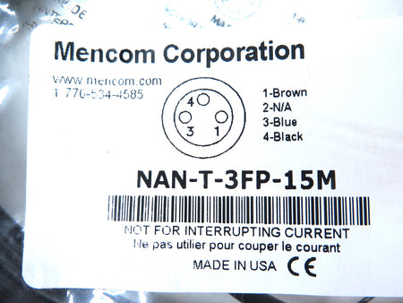 Mencom NAN-T-3FP-15M Cordset 3-Pole Female - Advance Operations