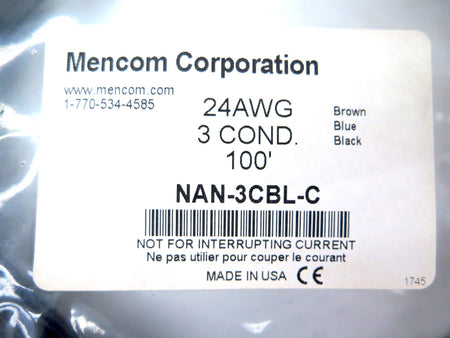 Mencom NAN-3CBL-C 3-Pole Raw Cable - Advance Operations