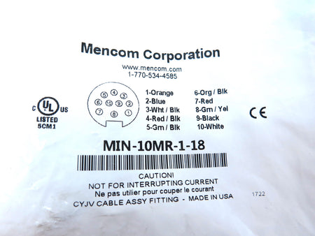 Mencom MIN-10MR-1-18 10-Pole Male Receptacle - Advance Operations