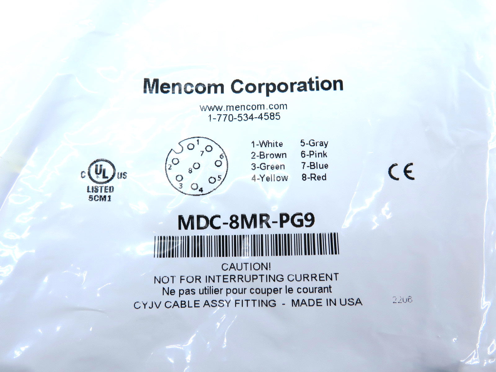 Mencom MDC-8MR-PG9 8-Pole Male Receptacle - Advance Operations