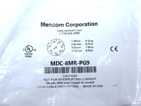 Mencom MDC-8MR-PG9 8-Pole Male Receptacle - Advance Operations
