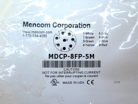 Mencom MDCP-8FP-5M Cordset 8-Pole Female 5 Meter long - Advance Operations
