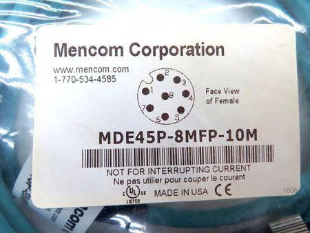 Mencom MDE45P-8MFP-10M Ethernet Cordset 8-Pole Male - Advance Operations
