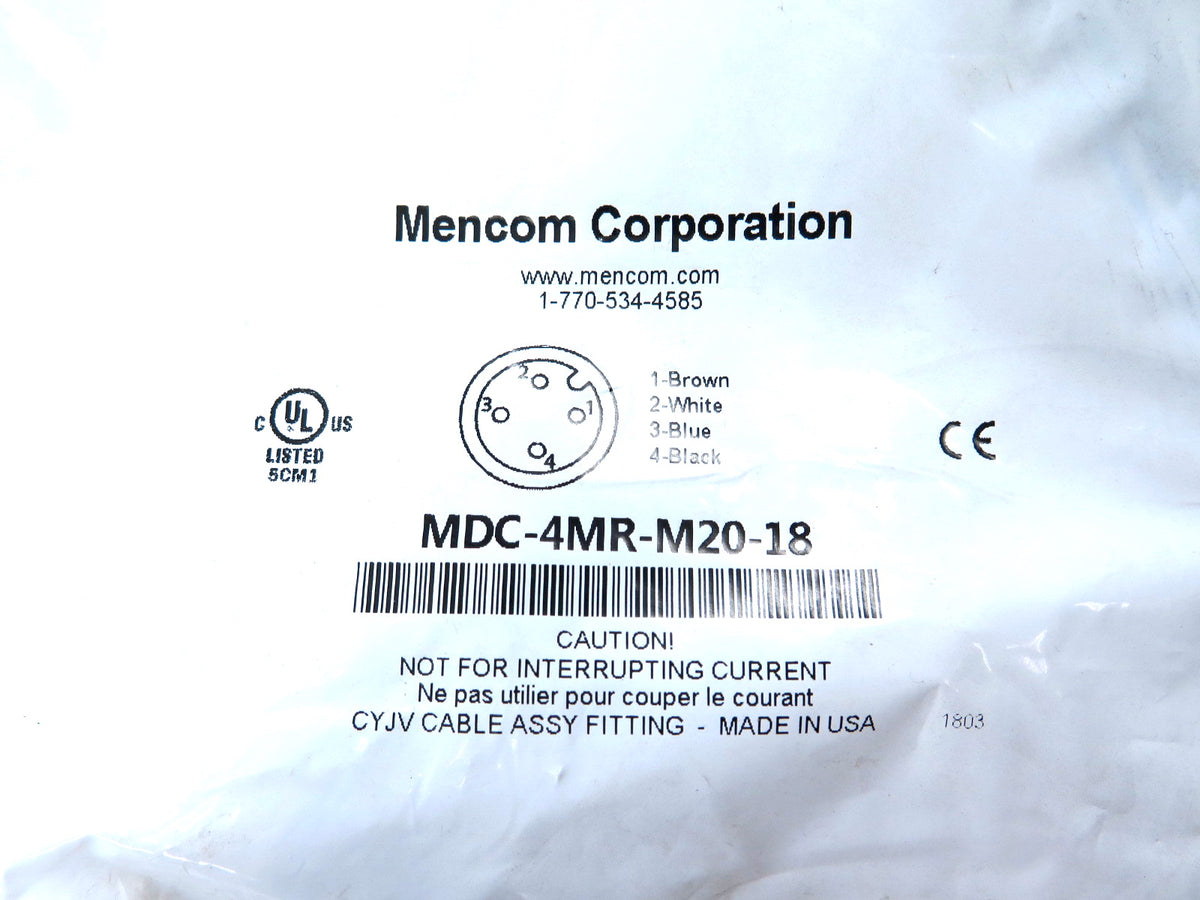 Mencom MDC-4MR-M20-18 4-Pole Male Receptacle - Advance Operations