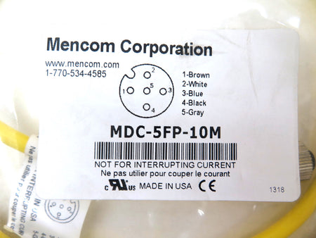Mencom MDC-5FP-10M Cordset 5-Pole Female - Advance Operations
