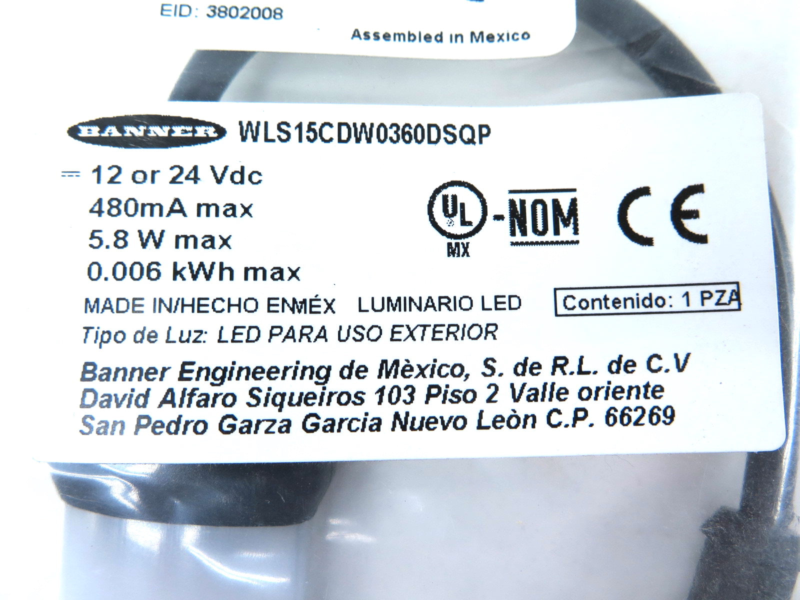 Banner WLS15CDW0360DSQP Work Light Strip - Advance Operations