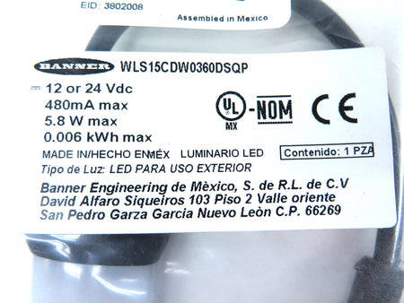 Banner WLS15CDW0360DSQP Work Light Strip - Advance Operations