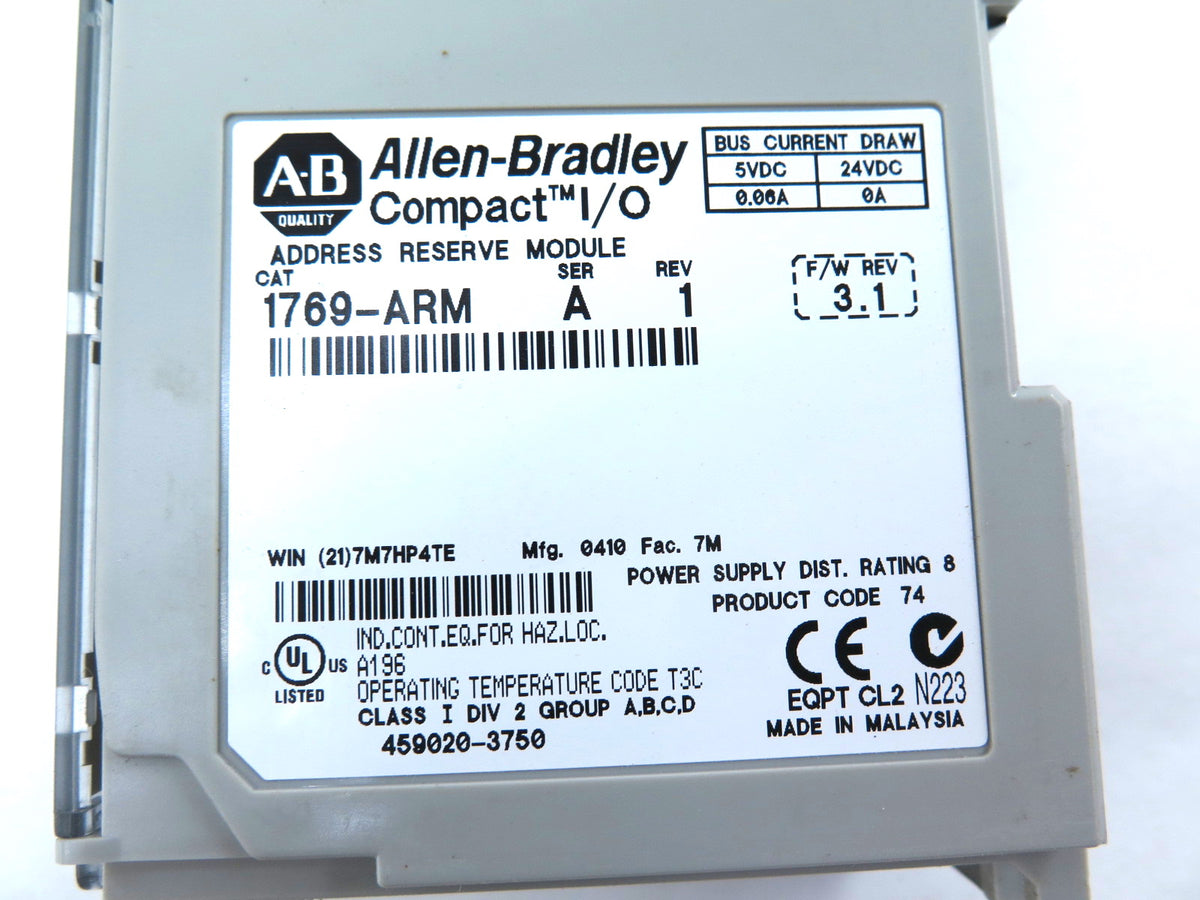 Allen-Bradley 1769-ARM Compact I/O Address Reserve Module - Advance Operations